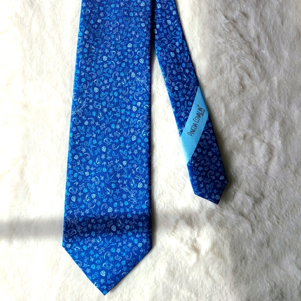 PINEDA COVALIN "MEXICO" BLUE TIE 100% SILK
